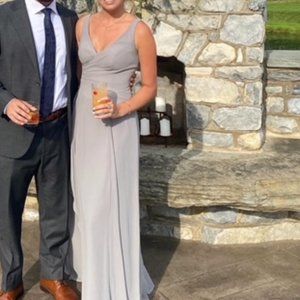 Bridesmaid Dress Azazie “Kori” Style Silver Floor Length